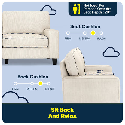 Divano Serta Palisades 73 Track Arm, in poliestere di facile manutenzione, con schienale morbido e cuscini di seduta a molle insacchettate.