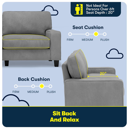 Divano Serta Palisades 73 Track Arm, in poliestere di facile manutenzione, con schienale morbido e cuscini di seduta a molle insacchettate.