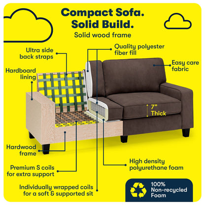 Divano Serta Palisades 73 Track Arm, in poliestere di facile manutenzione, con schienale morbido e cuscini di seduta a molle insacchettate.