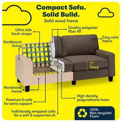 Divano Serta Palisades 73 Track Arm, in poliestere di facile manutenzione, con schienale morbido e cuscini di seduta a molle insacchettate.