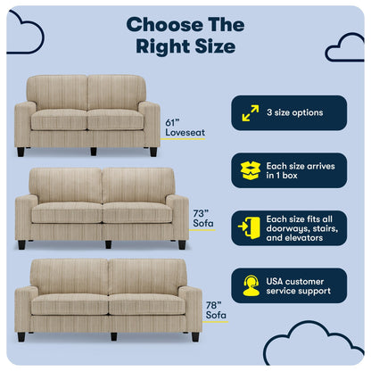 Divano Serta Palisades 73 Track Arm, in poliestere di facile manutenzione, con schienale morbido e cuscini di seduta a molle insacchettate.