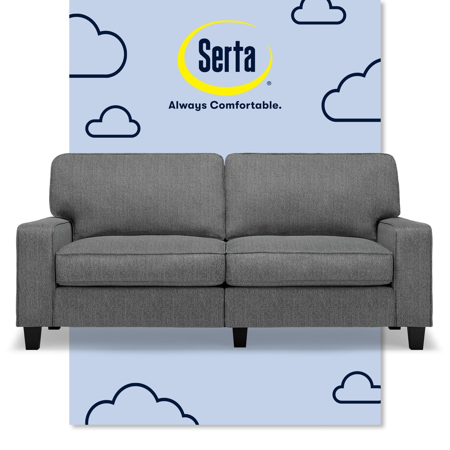 Divano Serta Palisades 73 Track Arm, in poliestere di facile manutenzione, con schienale morbido e cuscini di seduta a molle insacchettate.