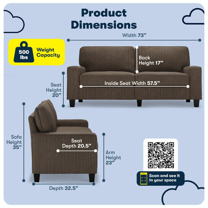 Divano Serta Palisades 73 Track Arm, in poliestere di facile manutenzione, con schienale morbido e cuscini di seduta a molle insacchettate.
