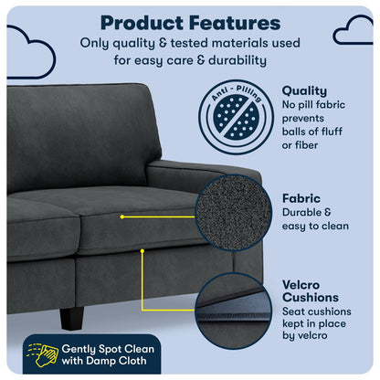 Divano Serta Palisades 73 Track Arm, in poliestere di facile manutenzione, con schienale morbido e cuscini di seduta a molle insacchettate.