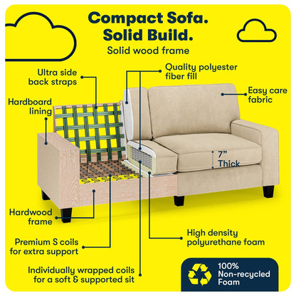 Divano Serta Palisades 73 Track Arm, in poliestere di facile manutenzione, con schienale morbido e cuscini di seduta a molle insacchettate.
