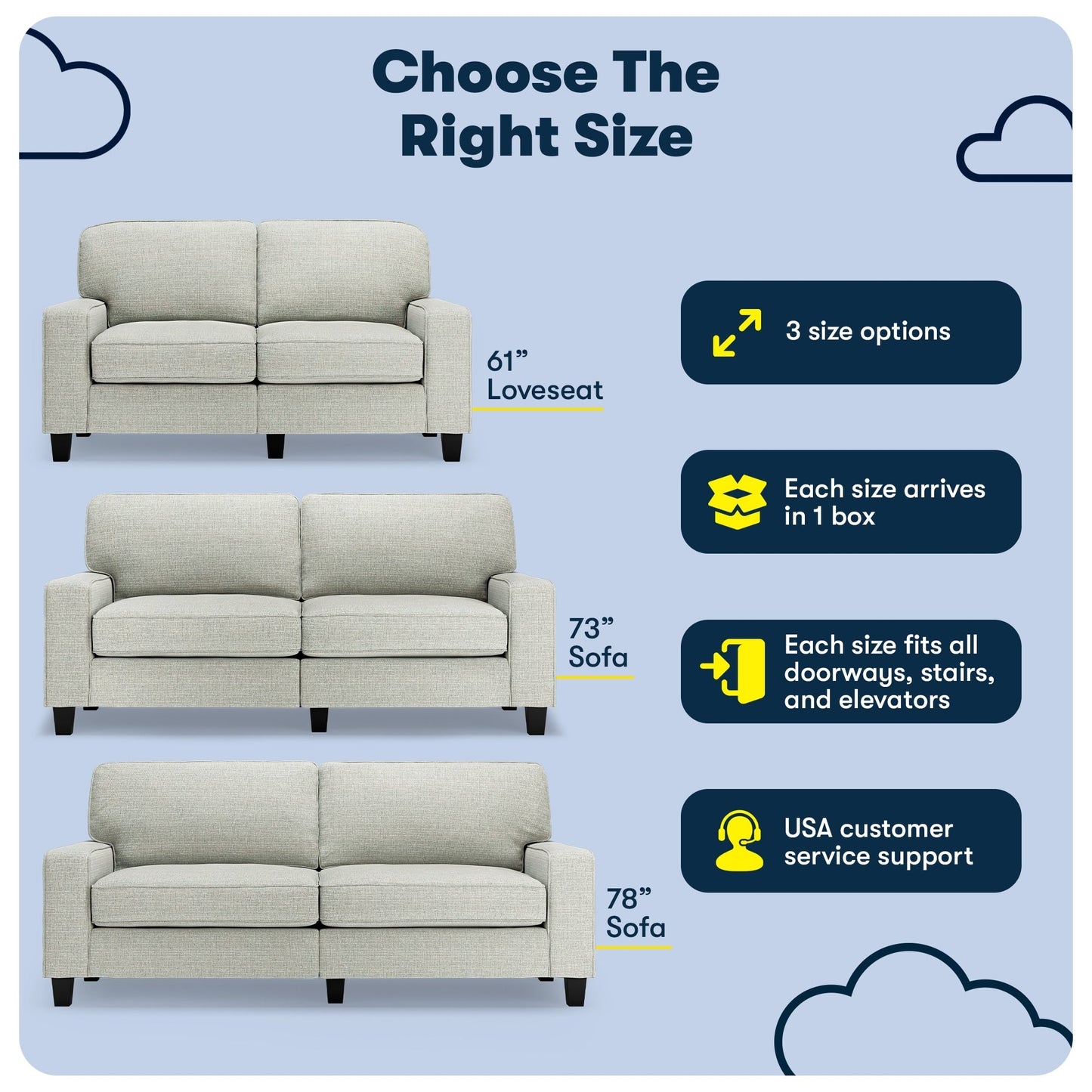 Divano Serta Palisades 73 Track Arm, in poliestere di facile manutenzione, con schienale morbido e cuscini di seduta a molle insacchettate.