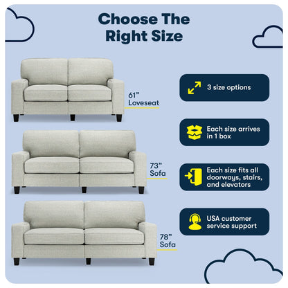Divano Serta Palisades 73 Track Arm, in poliestere di facile manutenzione, con schienale morbido e cuscini di seduta a molle insacchettate.