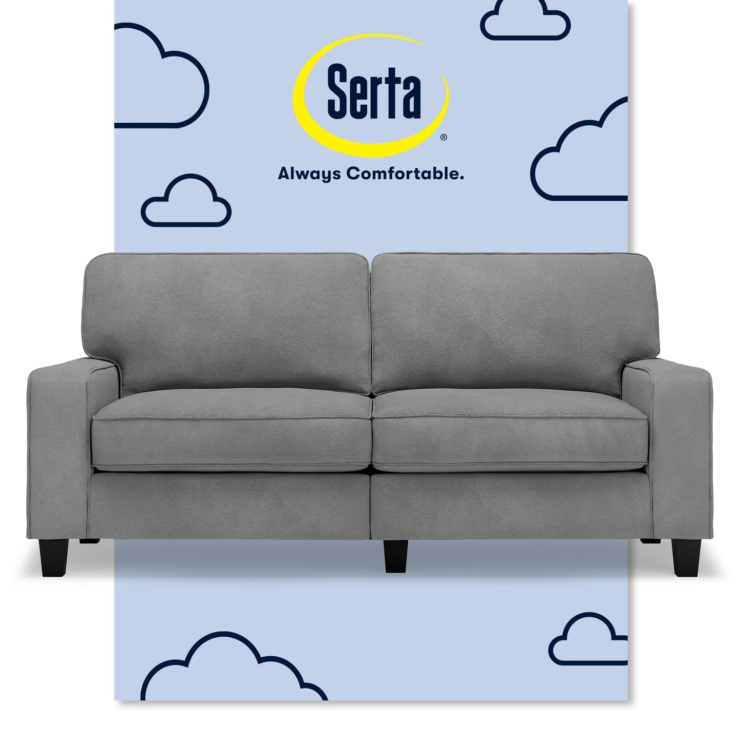 Divano Serta Palisades 73 Track Arm, in poliestere di facile manutenzione, con schienale morbido e cuscini di seduta a molle insacchettate.