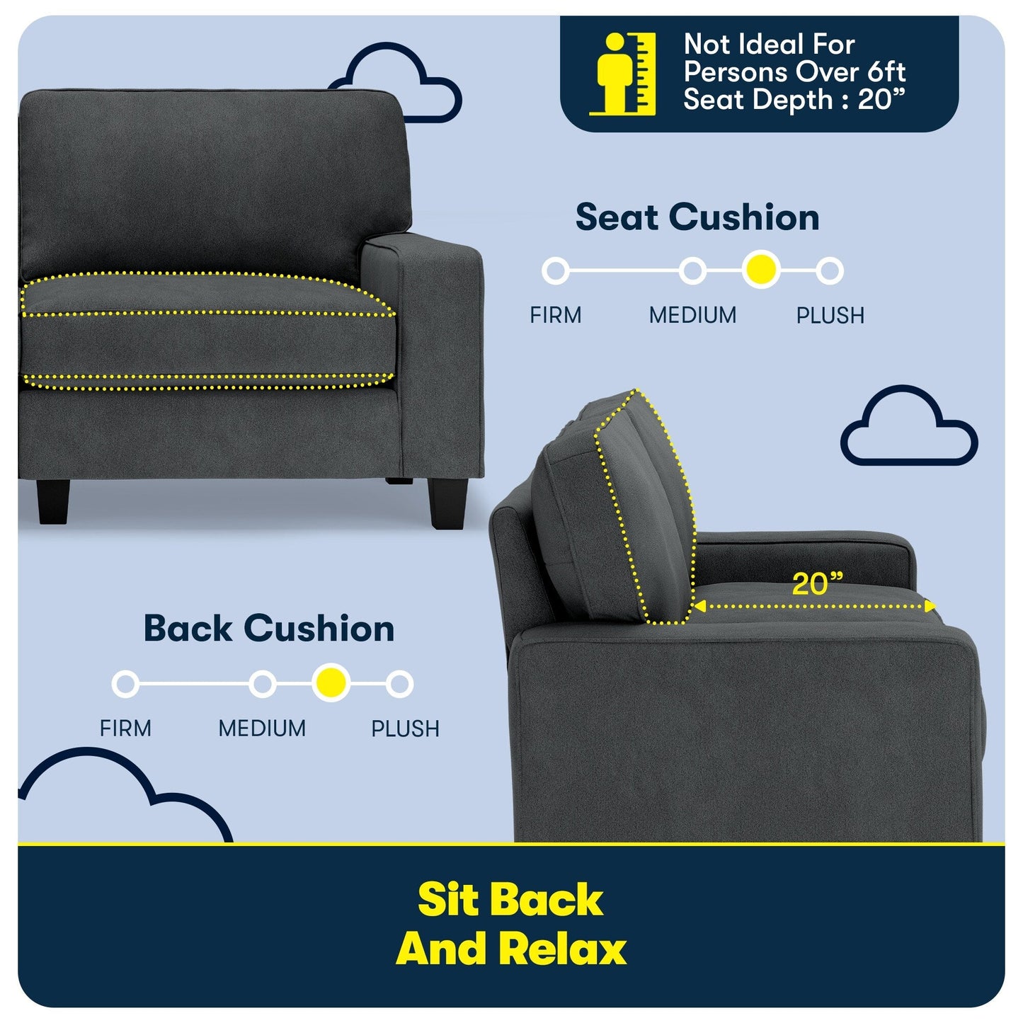 Divano Serta Palisades 73 Track Arm, in poliestere di facile manutenzione, con schienale morbido e cuscini di seduta a molle insacchettate.