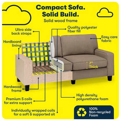 Divano Serta Palisades 73 Track Arm, in poliestere di facile manutenzione, con schienale morbido e cuscini di seduta a molle insacchettate.
