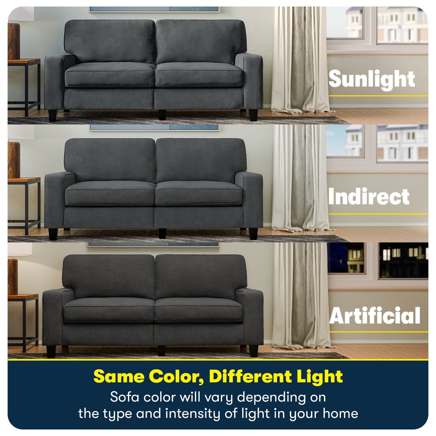 Divano Serta Palisades 73 Track Arm, in poliestere di facile manutenzione, con schienale morbido e cuscini di seduta a molle insacchettate.