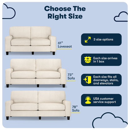 Divano Serta Palisades 73 Track Arm, in poliestere di facile manutenzione, con schienale morbido e cuscini di seduta a molle insacchettate.