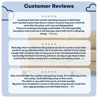 Divano Serta Palisades 73 Track Arm, in poliestere di facile manutenzione, con schienale morbido e cuscini di seduta a molle insacchettate.