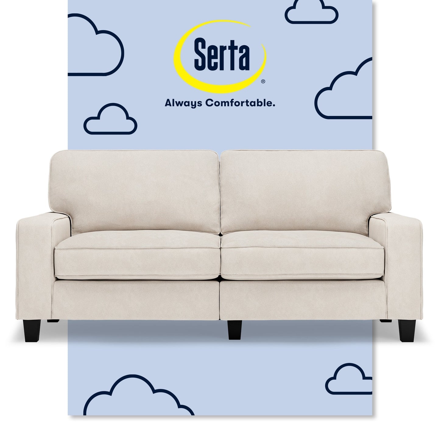 Divano Serta Palisades 73 Track Arm, in poliestere di facile manutenzione, con schienale morbido e cuscini di seduta a molle insacchettate.