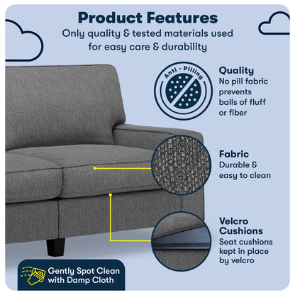 Divano Serta Palisades 73 Track Arm, in poliestere di facile manutenzione, con schienale morbido e cuscini di seduta a molle insacchettate.