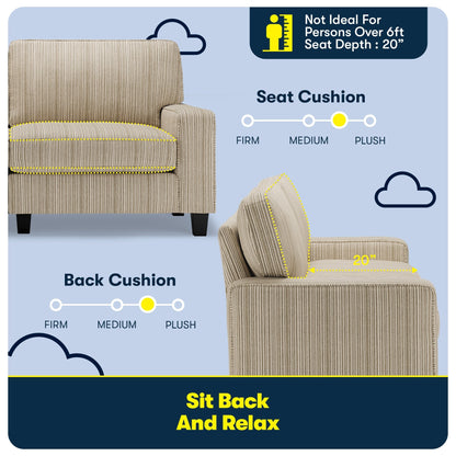 Divano Serta Palisades 73 Track Arm, in poliestere di facile manutenzione, con schienale morbido e cuscini di seduta a molle insacchettate.