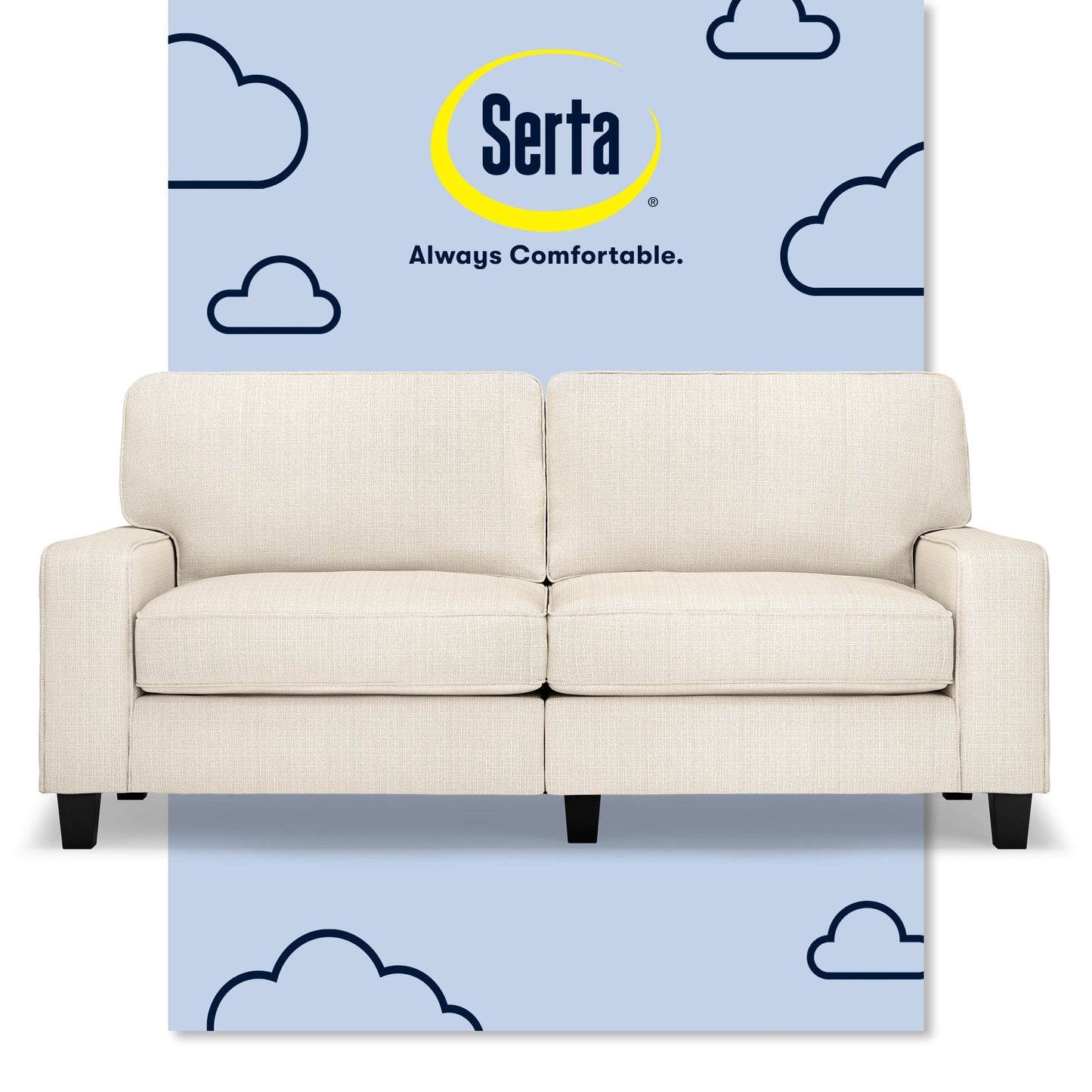 Divano Serta Palisades 73 Track Arm, in poliestere di facile manutenzione, con schienale morbido e cuscini di seduta a molle insacchettate.