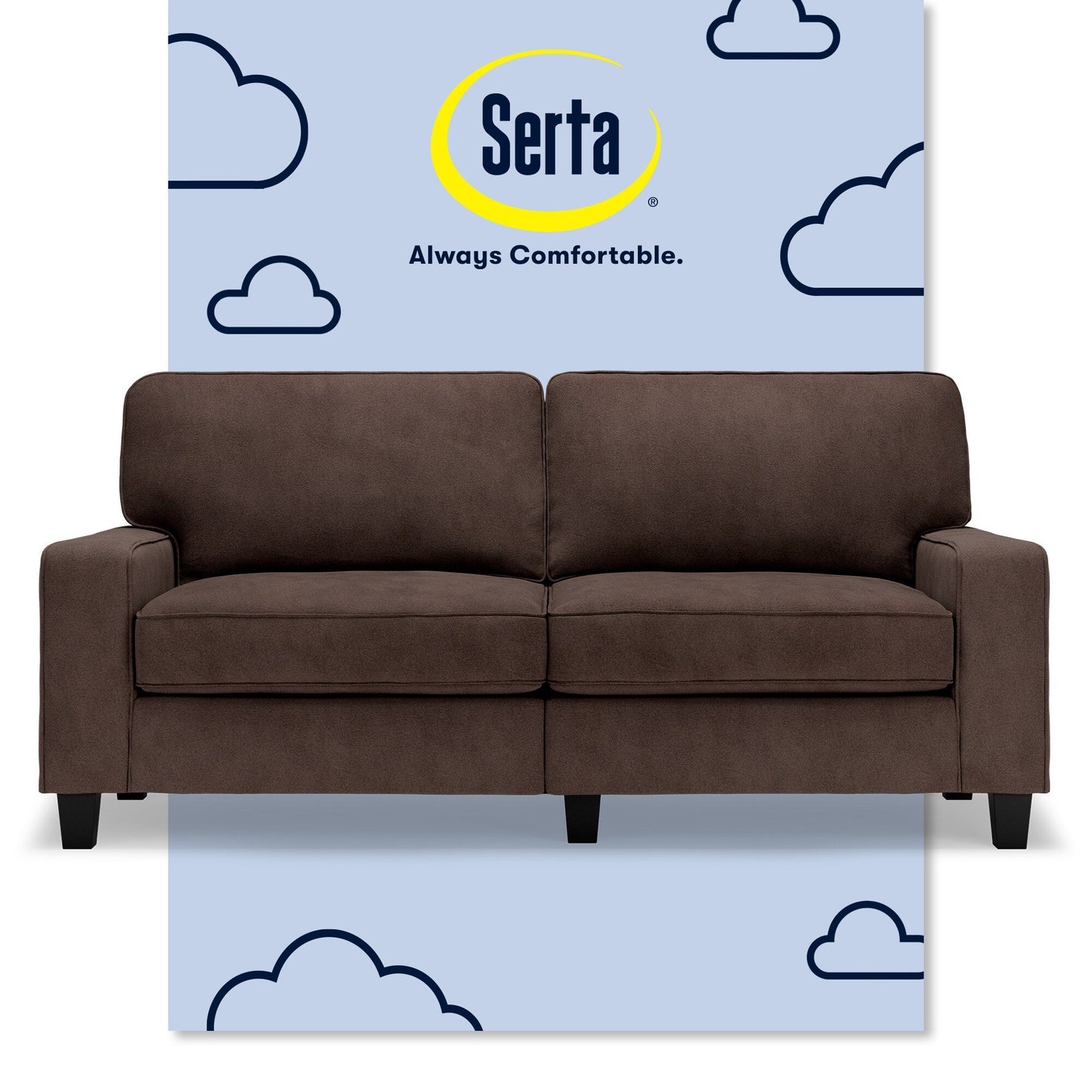 Divano Serta Palisades 73 Track Arm, in poliestere di facile manutenzione, con schienale morbido e cuscini di seduta a molle insacchettate.