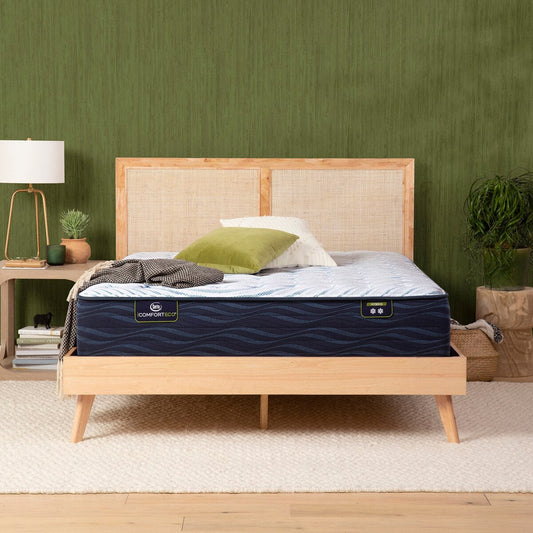 Materasso ibrido Serta iComfortECO Q10 13.25 di medie dimensioni e set base regolabile