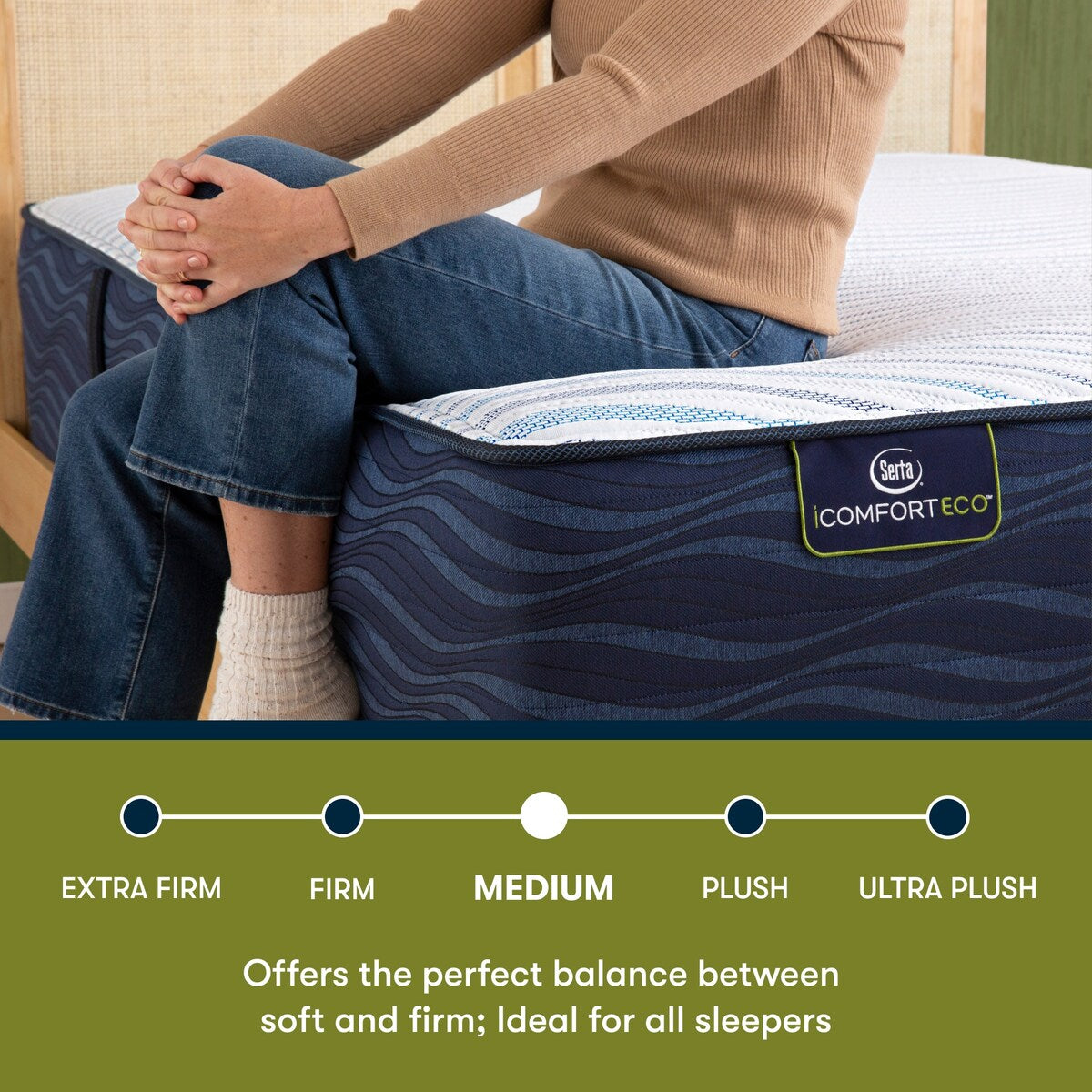 Materasso ibrido Serta iComfortECO S50UHD 16.75 di medie dimensioni e set base regolabile