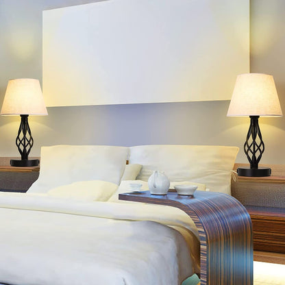 Set di 2 - Lampada da comodino con doppia porta di ricarica USB e 1 presa CA