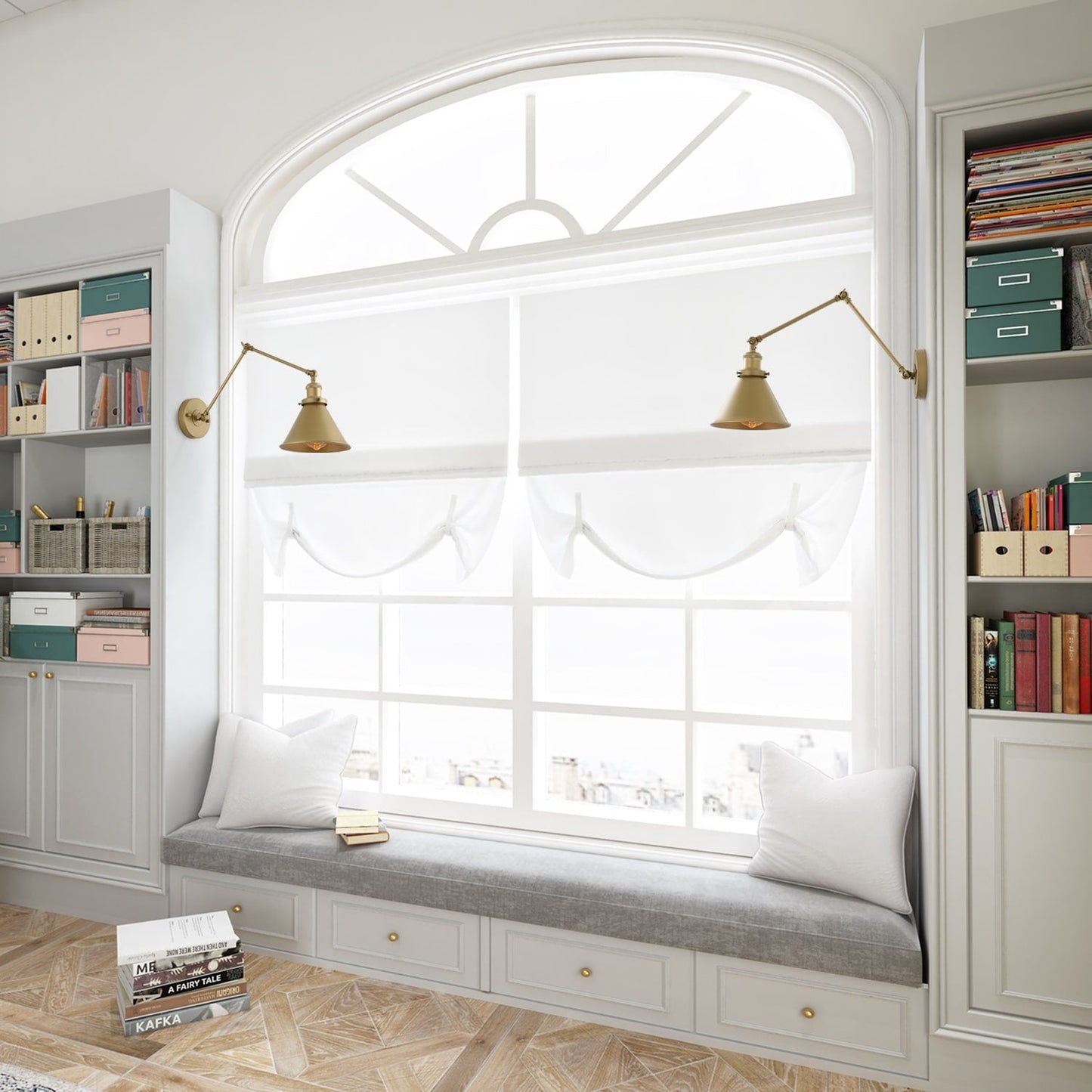 Set di 2 applique da parete moderne con braccio oscillante, regolabili e cablate