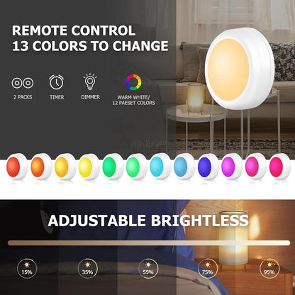 Set di 2 piccole lampade da tavolo con luce notturna e telecomando