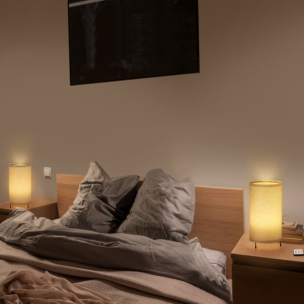 Set di 2 piccole lampade da tavolo con luce notturna e telecomando