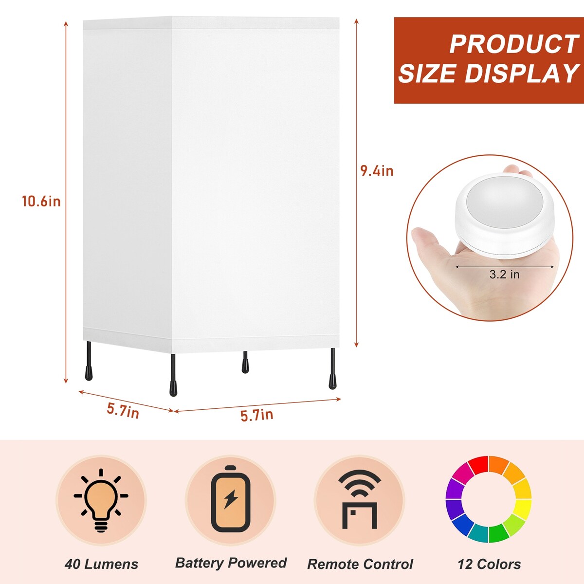 Set di 2 piccole lampade da tavolo con luce notturna e telecomando