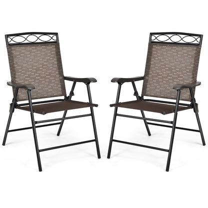 Set di 2 sedie da giardino pieghevoli per esterni con struttura in acciaio