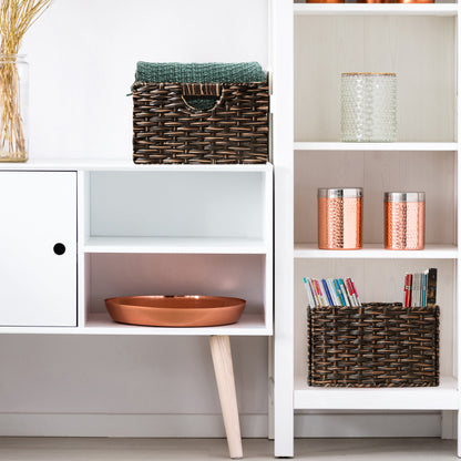 Cesto portaoggetti pieghevole a cubo intrecciato a mano Seville Classics (confezione da 2)