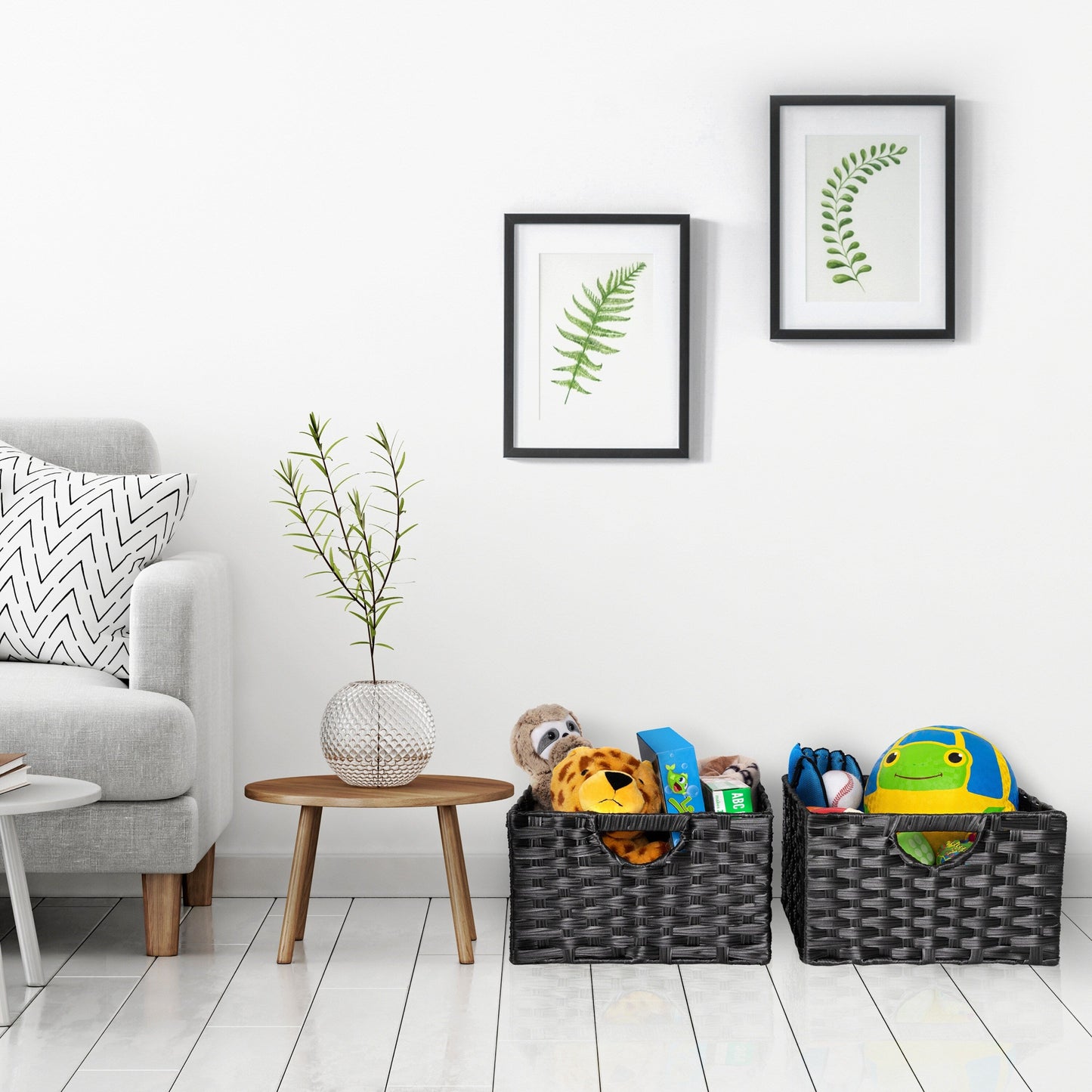 Cesto portaoggetti pieghevole a cubo intrecciato a mano Seville Classics (confezione da 2)