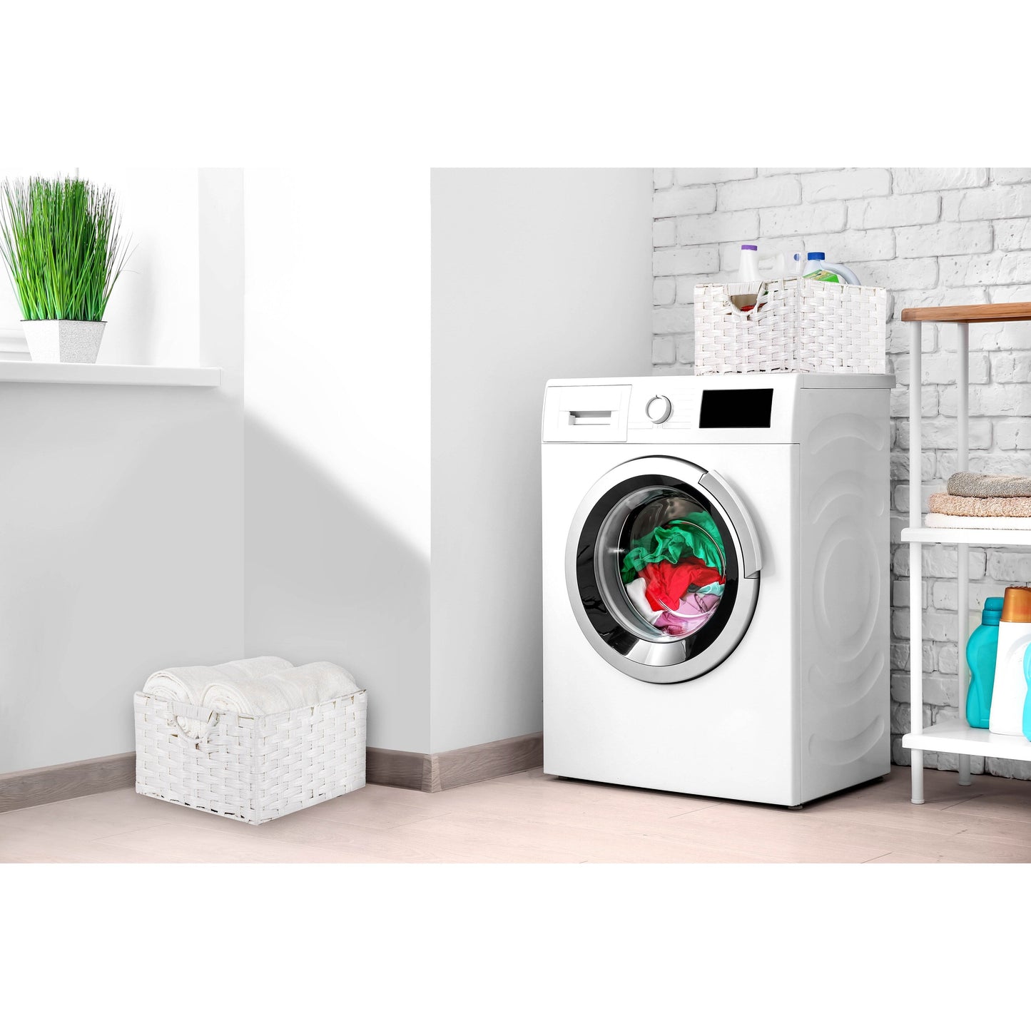 Cesto portaoggetti pieghevole a cubo intrecciato a mano Seville Classics (confezione da 2)