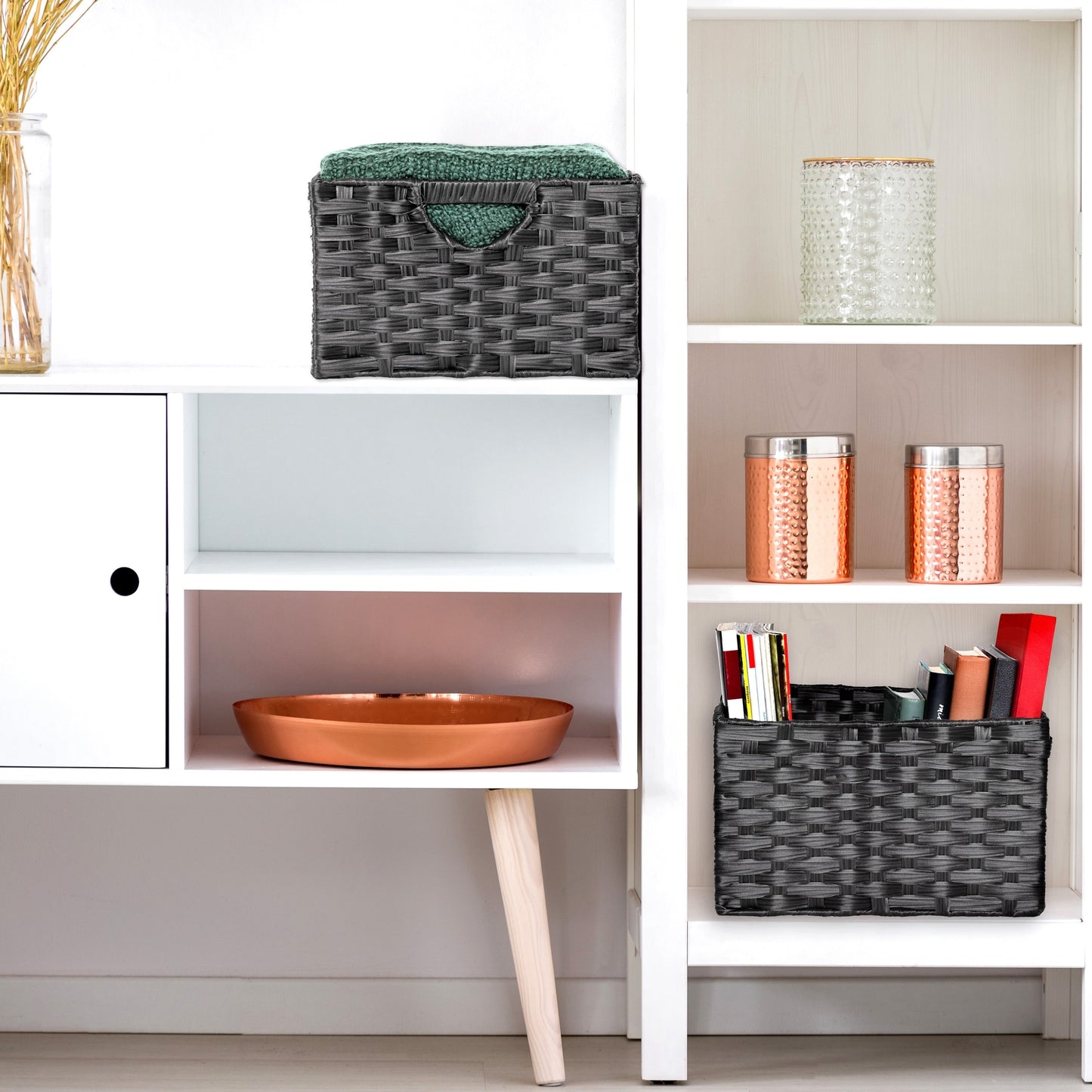 Cesto portaoggetti pieghevole a cubo intrecciato a mano Seville Classics (confezione da 2)