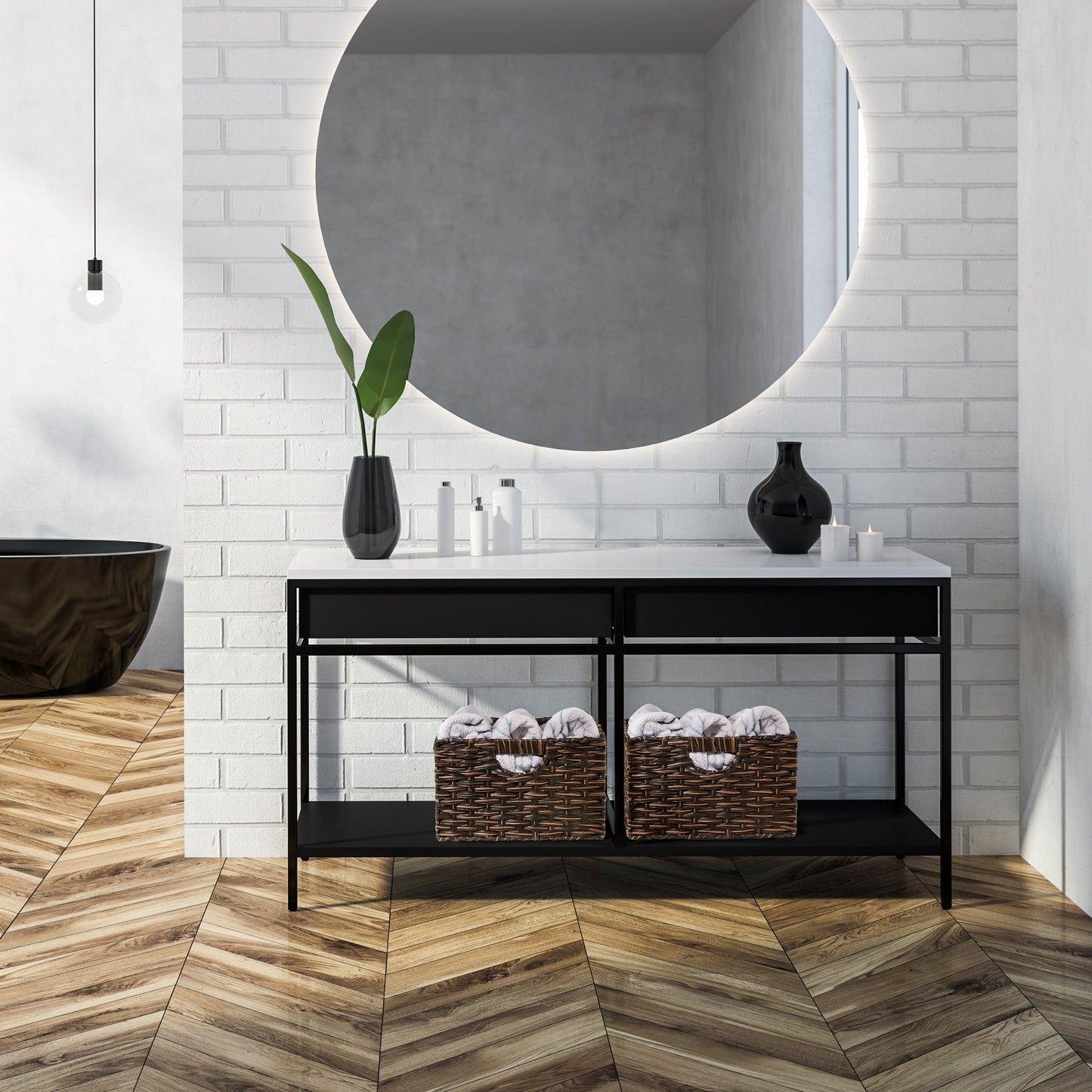 Cesto portaoggetti pieghevole a cubo intrecciato a mano Seville Classics (confezione da 2)