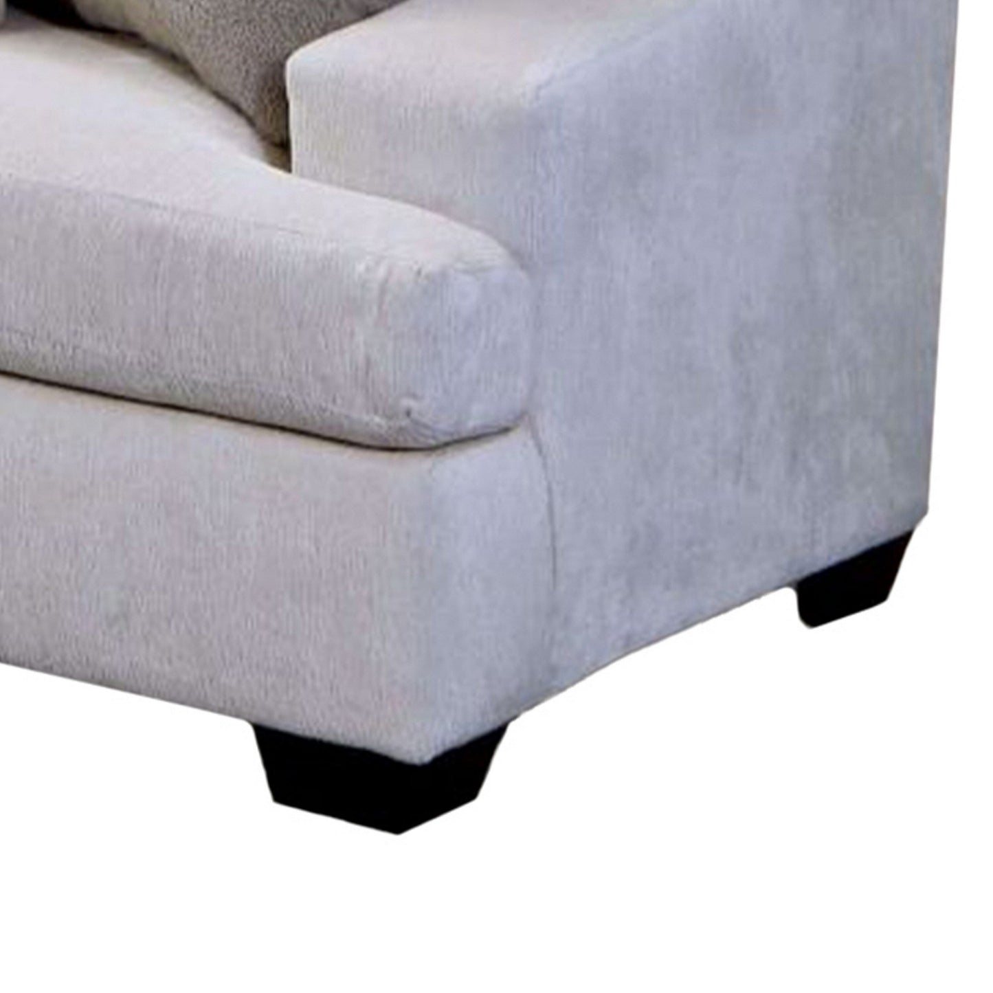 Divano Sham, ciniglia avorio, 4 cuscini decorativi, struttura in legno massello, 94 pollici