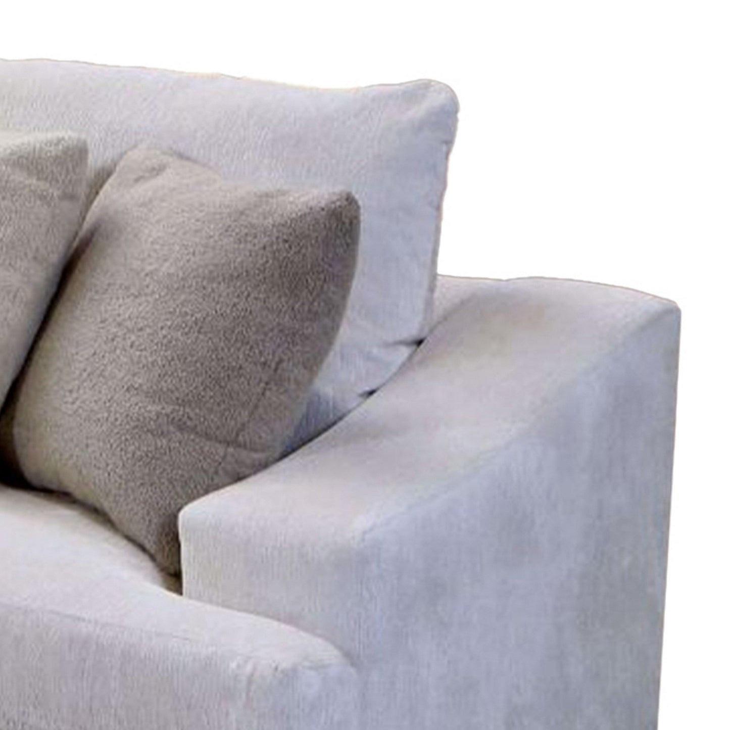 Divano Sham, ciniglia avorio, 4 cuscini decorativi, struttura in legno massello, 94 pollici