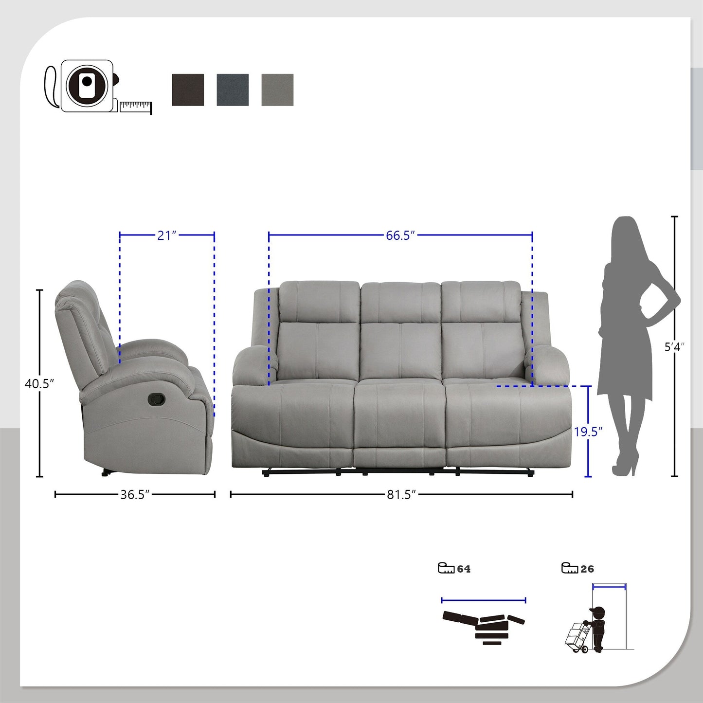 Divano reclinabile manuale Sherwood