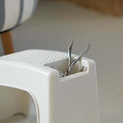 Poggiapiedi per doccia, sgabello bianco per la rasatura delle gambe, sgabello per la rasatura con poggiapiedi per spa, sgabello per procedure di pediluvio sotto la doccia con contenitore