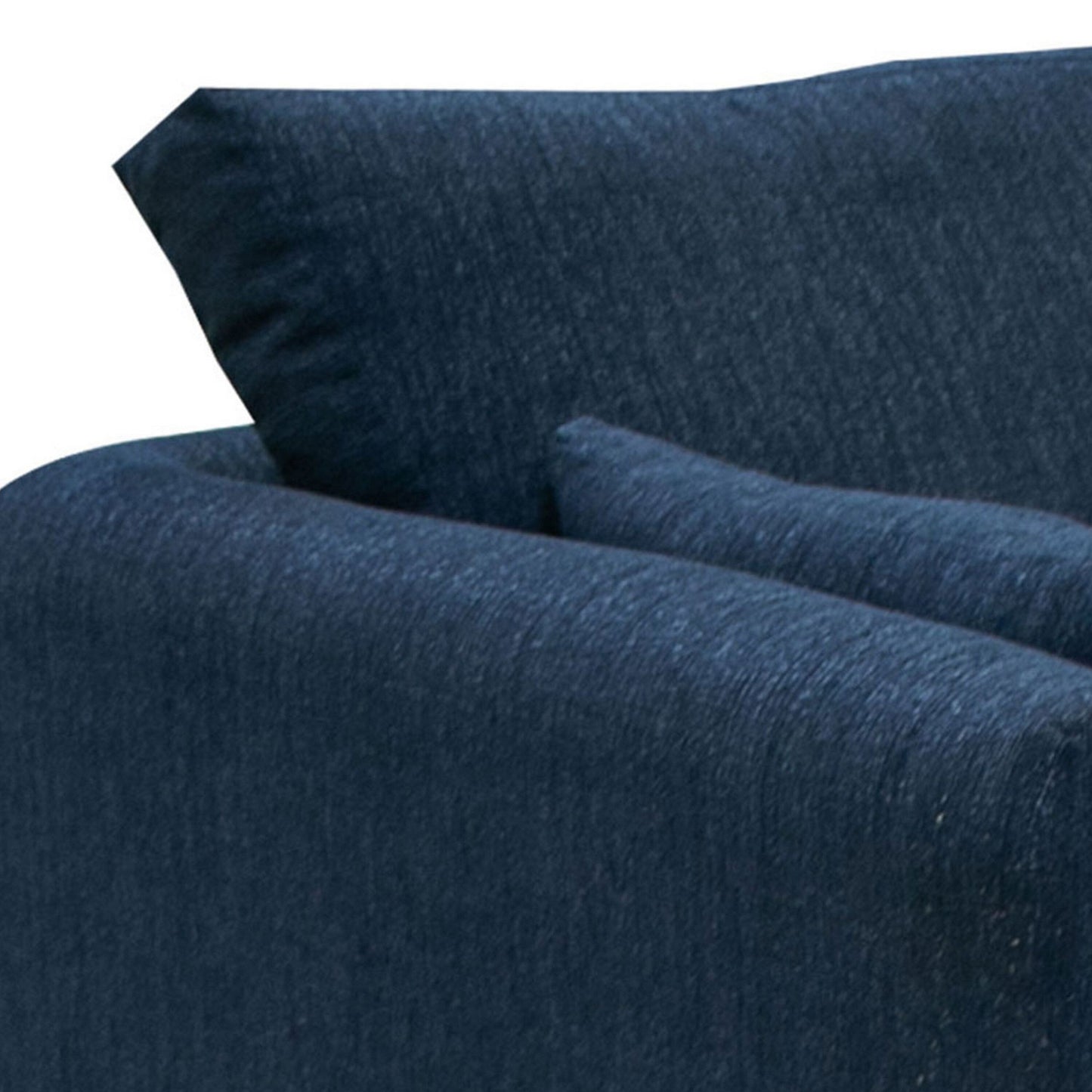 Divano Sian, poliestere blu navy, 2 cuscini decorativi, legno di pino massello, 90 pollici