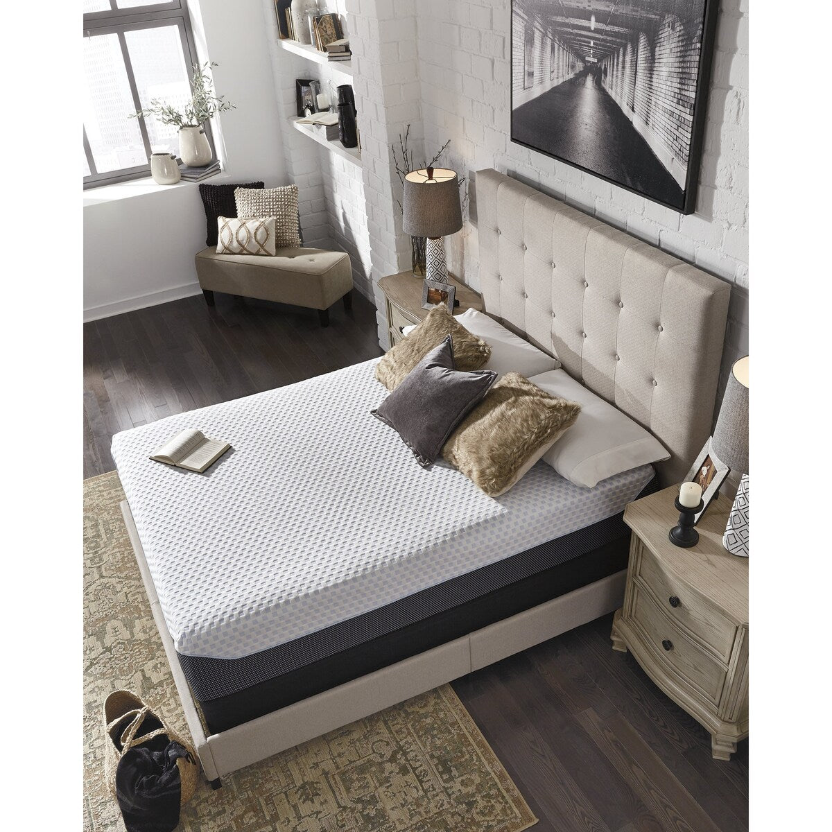 Pacchetto materasso king size Signature Design by Ashley Chime Elite da 12 pollici, nero/bianco, 2 pezzi