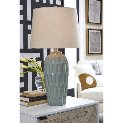 Lampada da tavolo Signature Design by Ashley Hadbury blu (set da 2) - 14 L x 14 P x 26,75 A