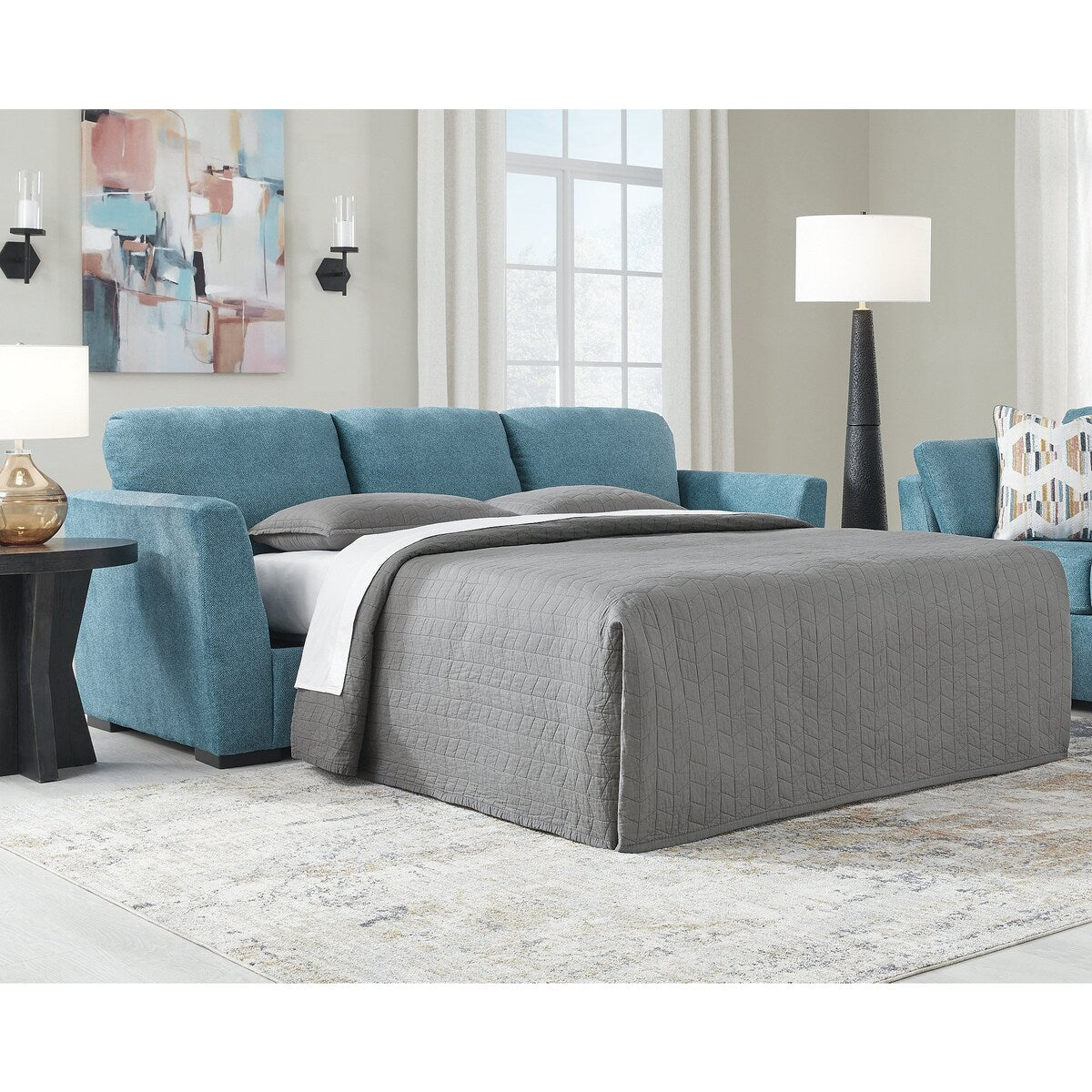 Divano letto matrimoniale Signature Design by Ashley Keerwick color verde acqua - 94 L x 41 P x 39 A