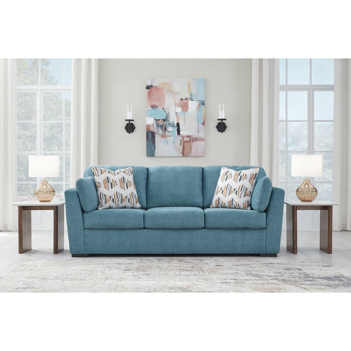 Divano letto matrimoniale Signature Design by Ashley Keerwick color verde acqua - 94 L x 41 P x 39 A