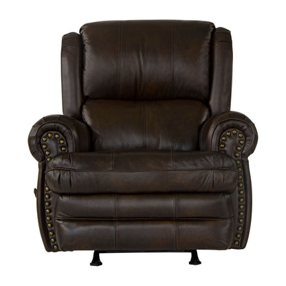 Poltrona reclinabile a dondolo in pelle italiana Skelt, cioccolato