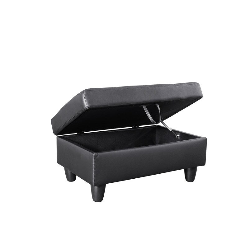 Elegante set di divani in similpelle nera da 3 pezzi, eleganza moderna per il tuo soggiorno