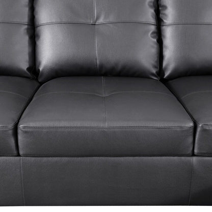 Elegante set di divani in similpelle nera da 3 pezzi, eleganza moderna per il tuo soggiorno
