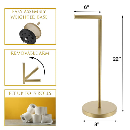 Porta carta igienica elegante con braccio pieghevole e supporto compatto in metallo indipendente - Diametro 8 pollici X 22 H