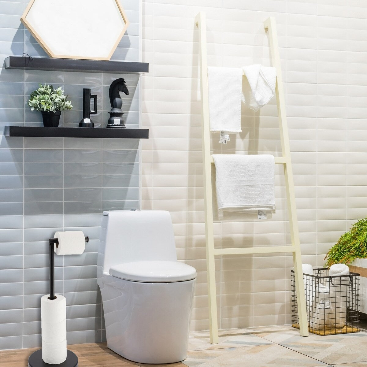 Porta carta igienica elegante con braccio pieghevole e supporto compatto in metallo indipendente - Diametro 8 pollici X 22 H