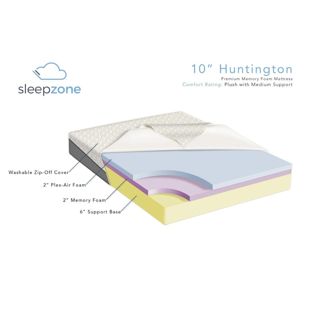 Materasso in memory foam Sleep Zone Huntington da 10 pollici